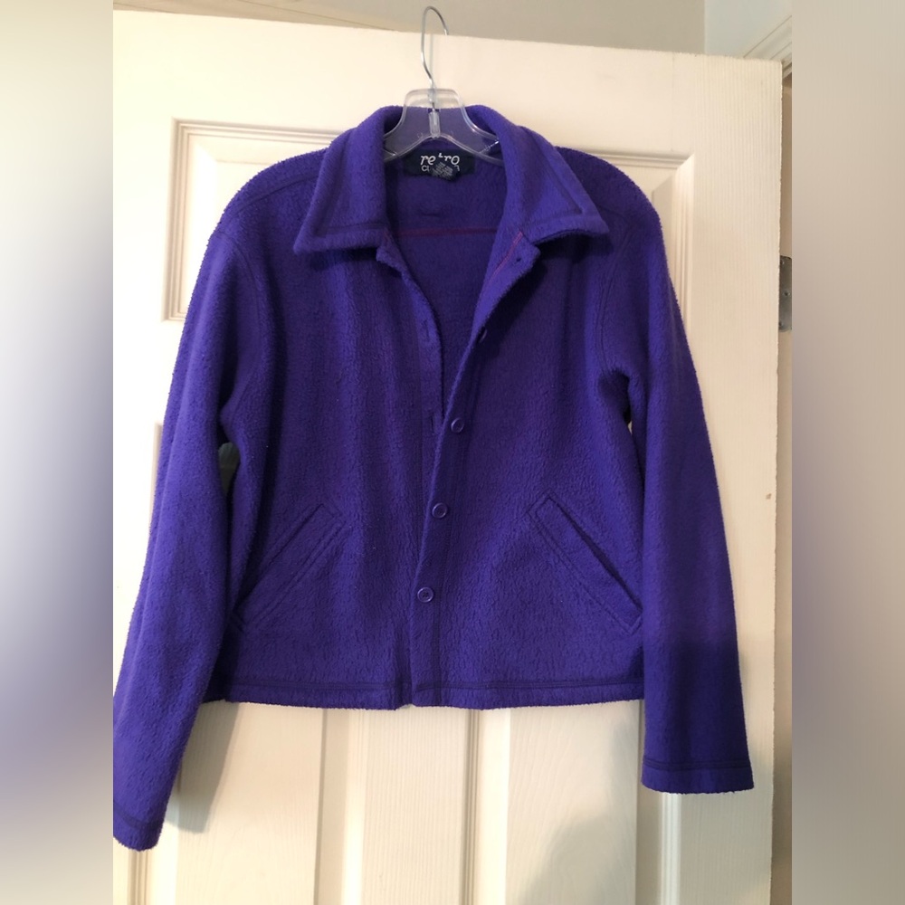 Retro Clothing -size Small Fleece Button Up Cropped Jacket